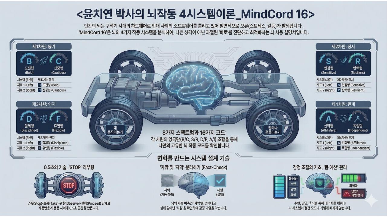 동기 정서 인지 관계 네 가지 마인드 시스템을 자동차에 비유한 도식