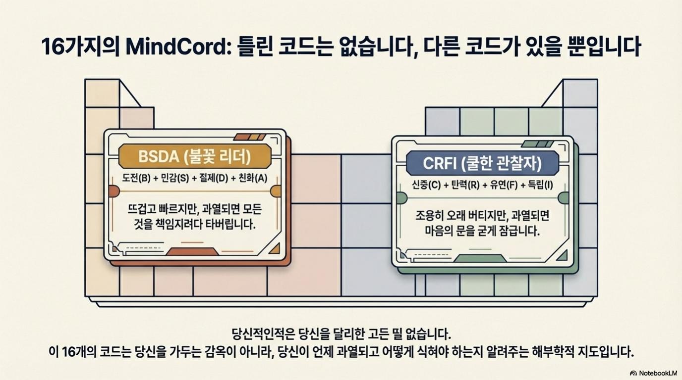 마인드코드 4시스템 조합으로 구성되는 16유형 개요